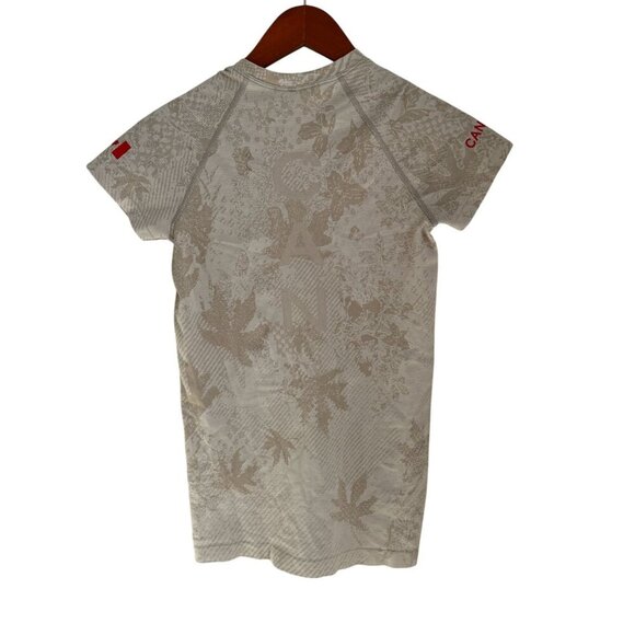 Lululemon Womens Beige Canada Maple Leaf Short Sleeve Performance Shirt - Picture 7 of 7
